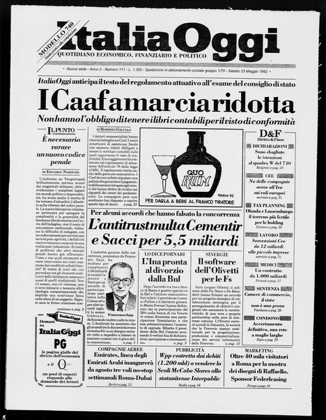 Italia oggi : quotidiano di economia finanza e politica